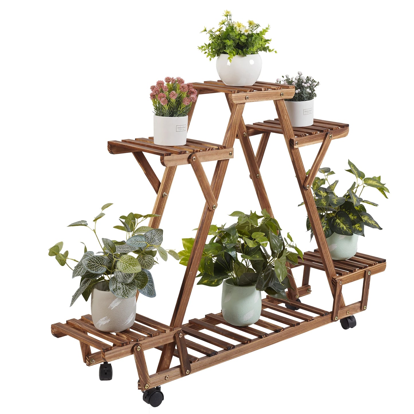 Triangular Plant Shelf with Wheels for Easy Mobility