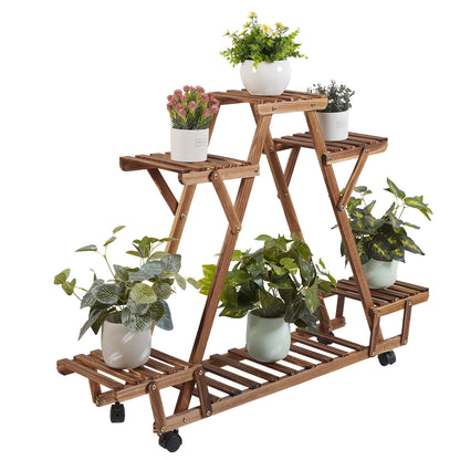 Triangular Plant Shelf with Wheels for Easy Mobility