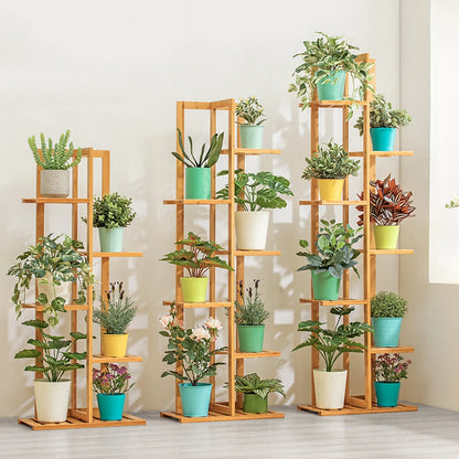 Bamboo 5/6 Tier Plant Stand Rack – Multi-Pot Holder Shelf for Indoor and Outdoor Display!