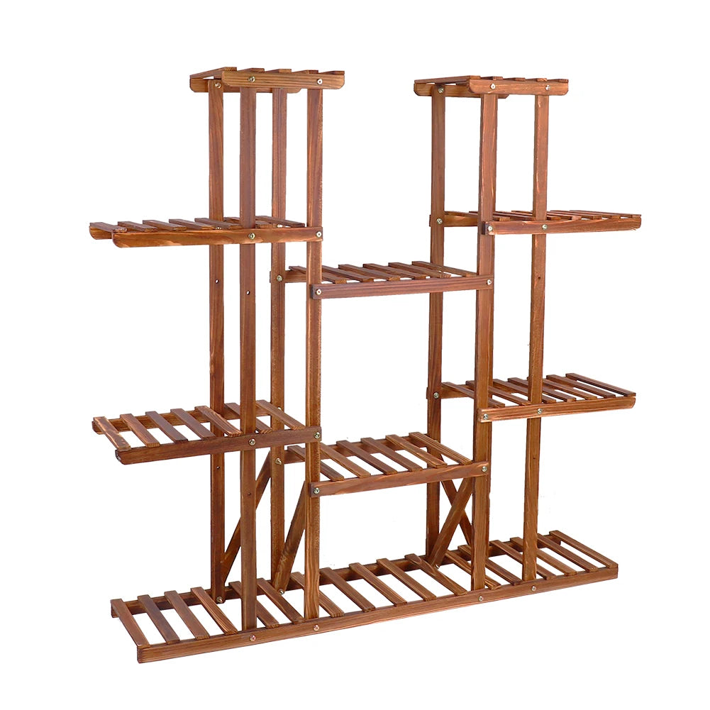 Multi-Tier Plant Stand – 46in Wood Flower Rack with 16 Shelves for Indoor/Outdoor Display