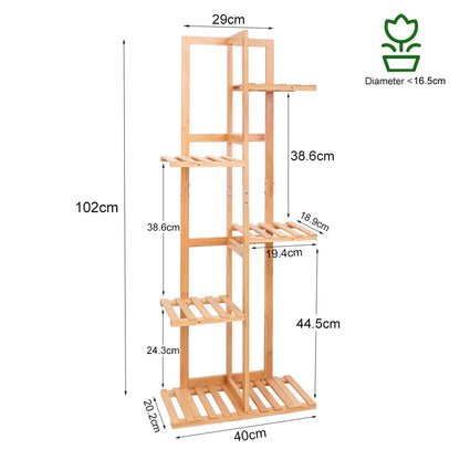 Bamboo 5/6 Tier Plant Stand Rack – Multi-Pot Holder Shelf for Indoor and Outdoor Display!