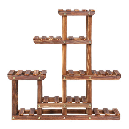 Multi-Tier Pine Wood Plant Stand with 6 Tiers for Indoor & Outdoor Use