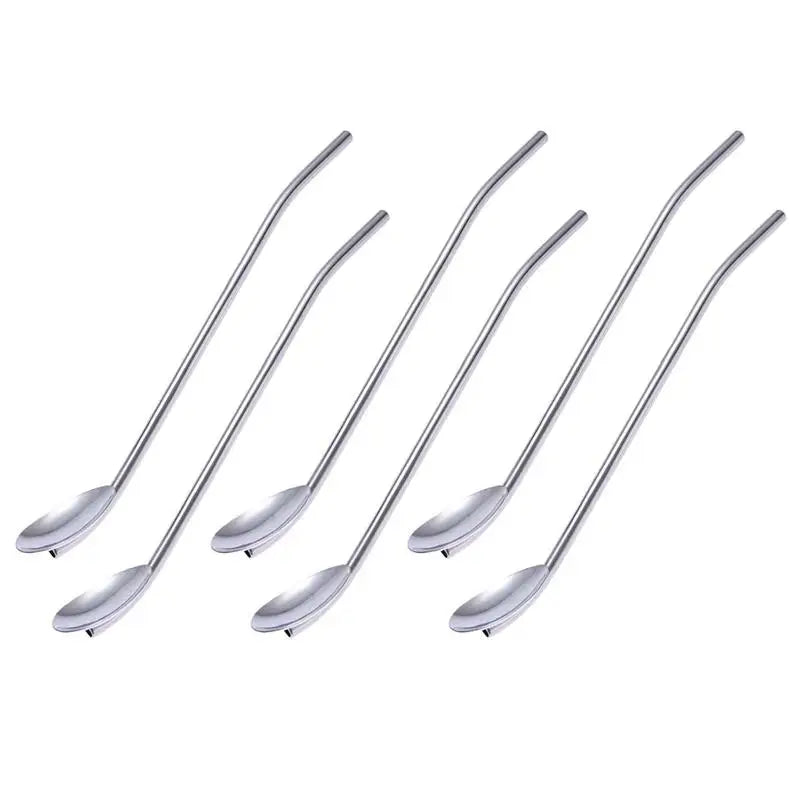 6 Pcs Dual-Use Spoon Straw