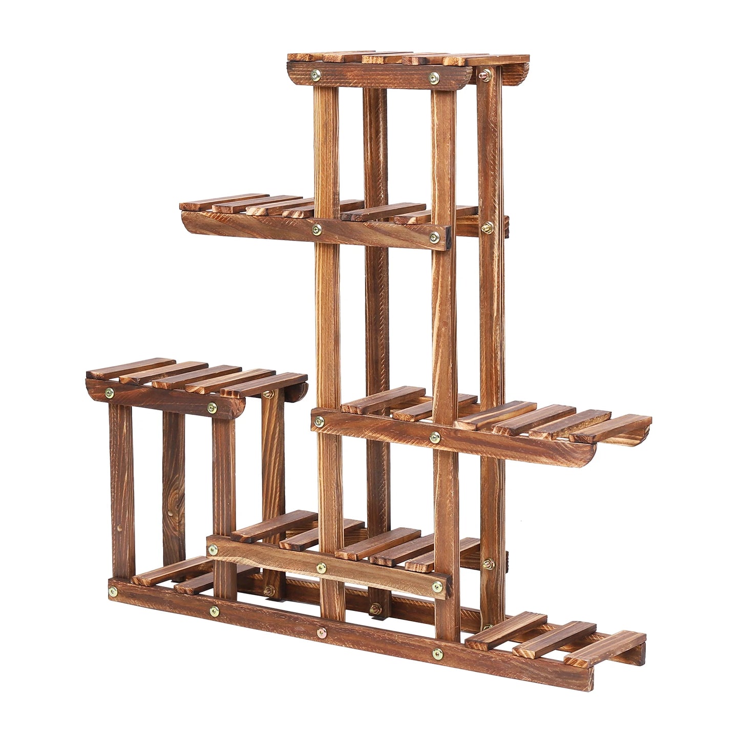 Multi-Tier Pine Wood Plant Stand with 6 Tiers for Indoor & Outdoor Use