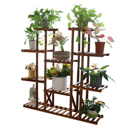 Multi-Tier Plant Stand – 46in Wood Flower Rack with 16 Shelves for Indoor/Outdoor Display