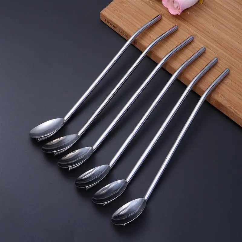 6 Pcs Dual-Use Spoon Straw