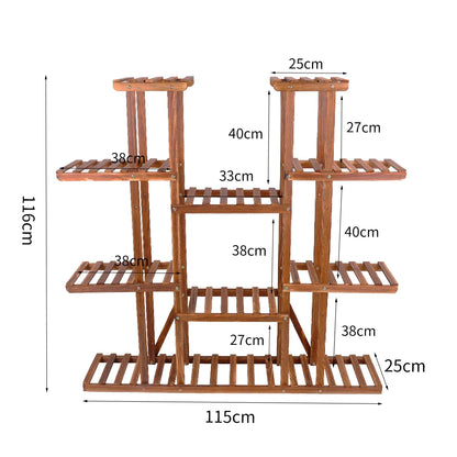 Multi-Tier Plant Stand – 46in Wood Flower Rack with 16 Shelves for Indoor/Outdoor Display