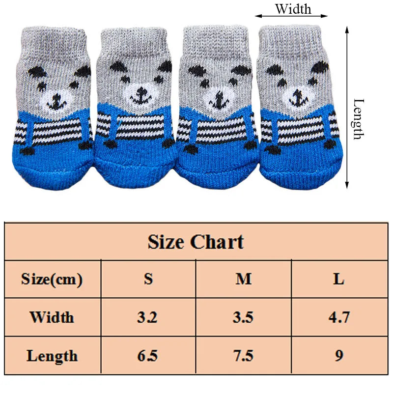 4pcs Warm Puppy Dog Shoes - Soft Pet Knits Socks