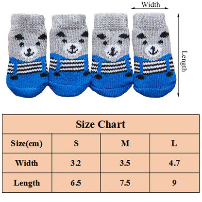 4pcs Warm Puppy Dog Shoes - Soft Pet Knits Socks