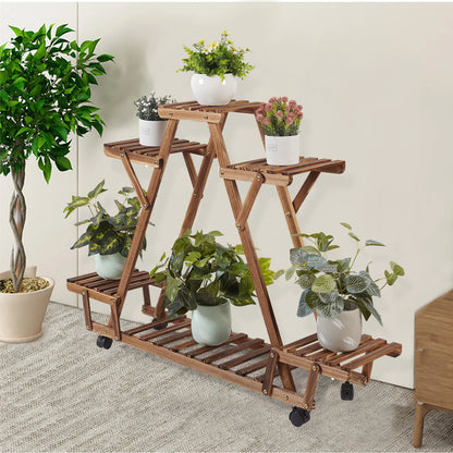 Triangular Plant Shelf with Wheels for Easy Mobility