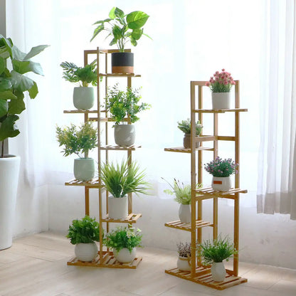 Bamboo 5/6 Tier Plant Stand Rack – Multi-Pot Holder Shelf for Indoor and Outdoor Display!