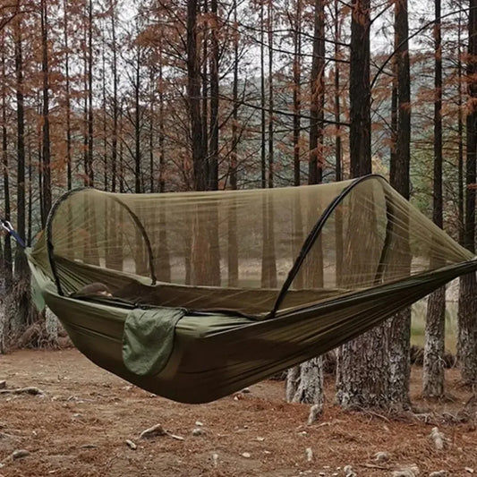 Lightweight Outdoor Camping Hammock with Mosquito Net – Durable Parachute Fabric, 250x120 cm!