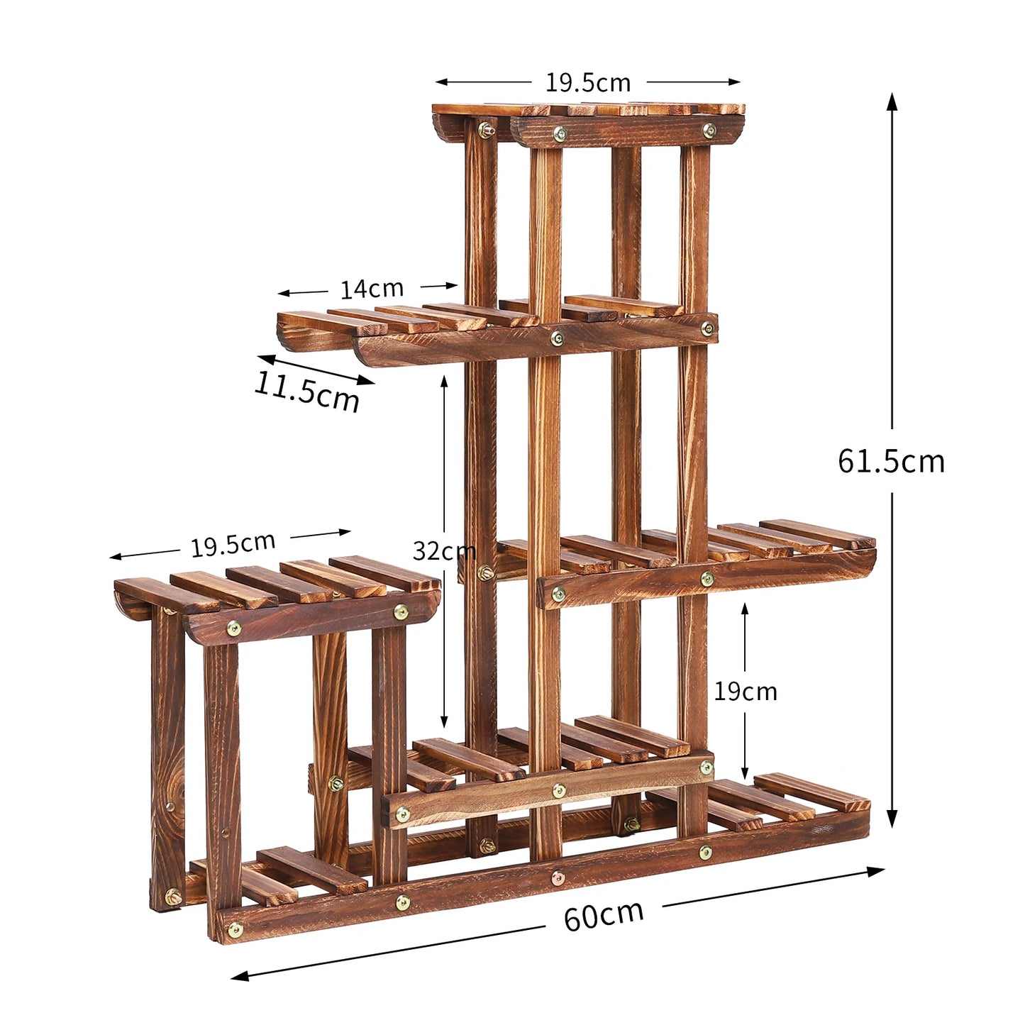 Multi-Tier Pine Wood Plant Stand with 6 Tiers for Indoor & Outdoor Use