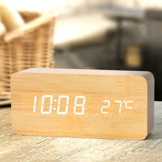 Wooden Digital LED Alarm Clock