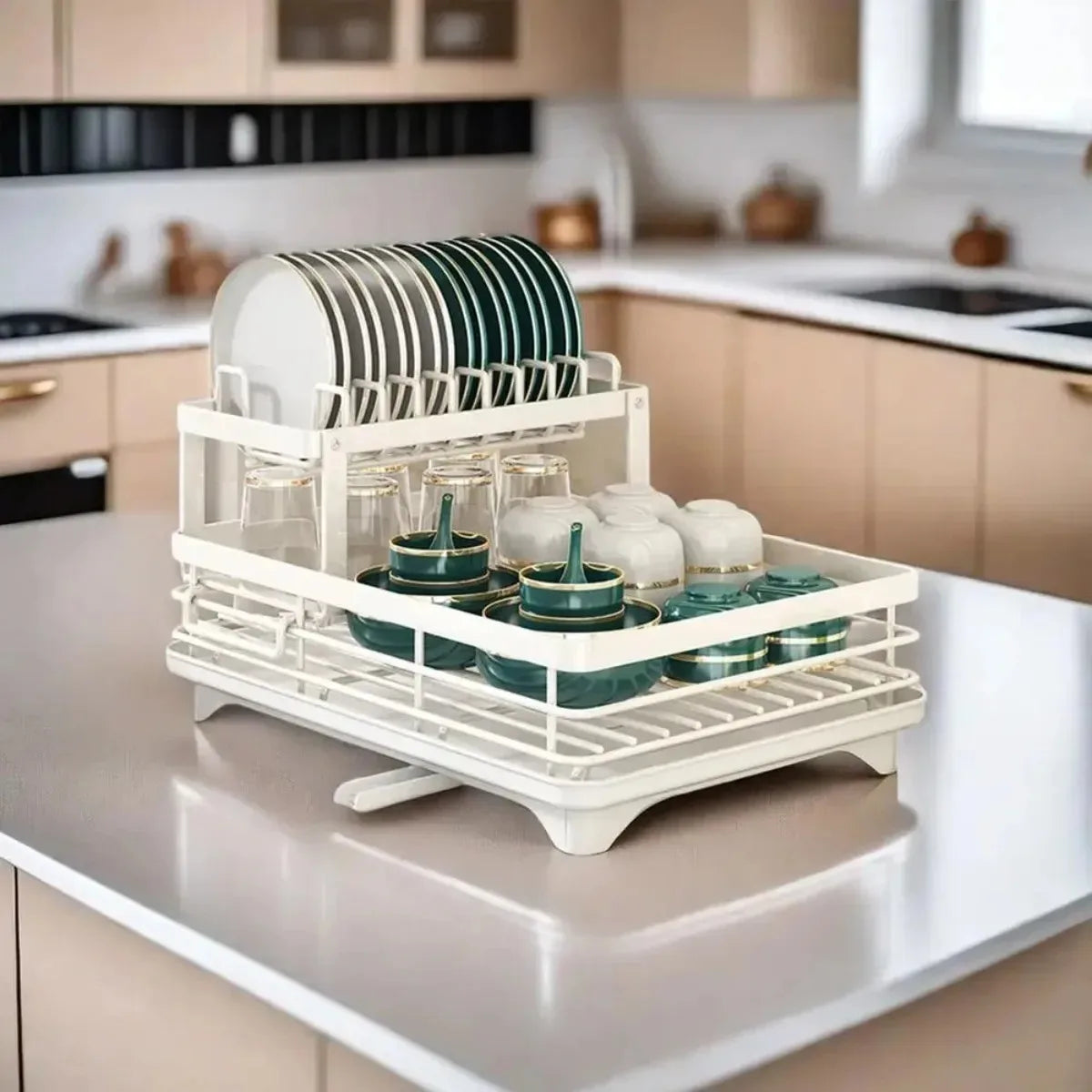 Adjustable 2 Tier Dish Drying Rack