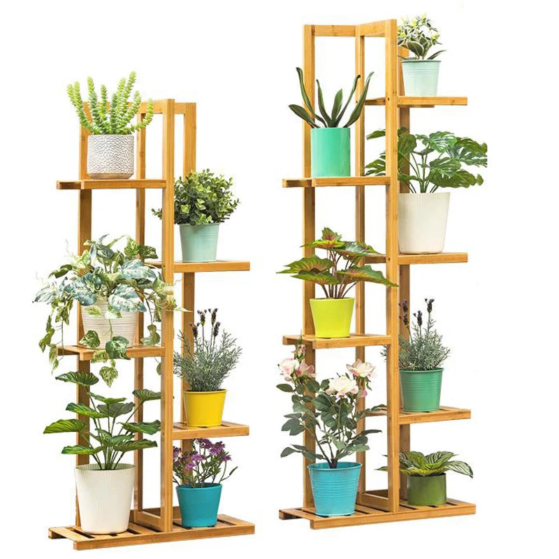 Bamboo 5/6 Tier Plant Stand Rack – Multi-Pot Holder Shelf for Indoor and Outdoor Display!