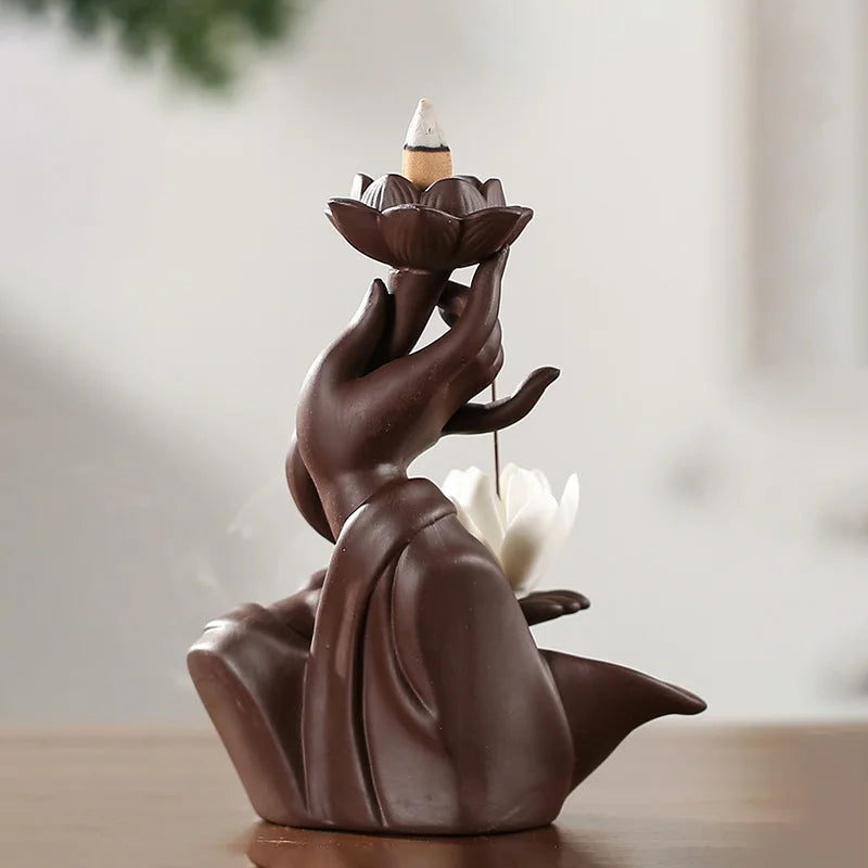 Dragon and Lotus Shape Waterfall Incense Burner