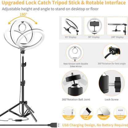 Ring Light Tripod Stick with Rotatable Phone Holder