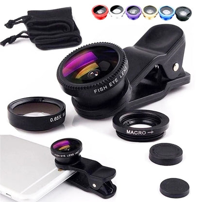 3in1 Fisheye Micro Camera Lens with Clip for Smartphone