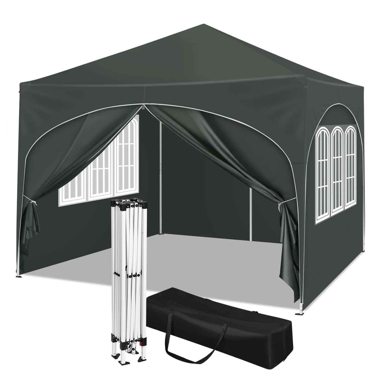 Folding Garden Canopy Tent – 3x3m with 4 Side Walls, UV Protection, and Adjustable Height!