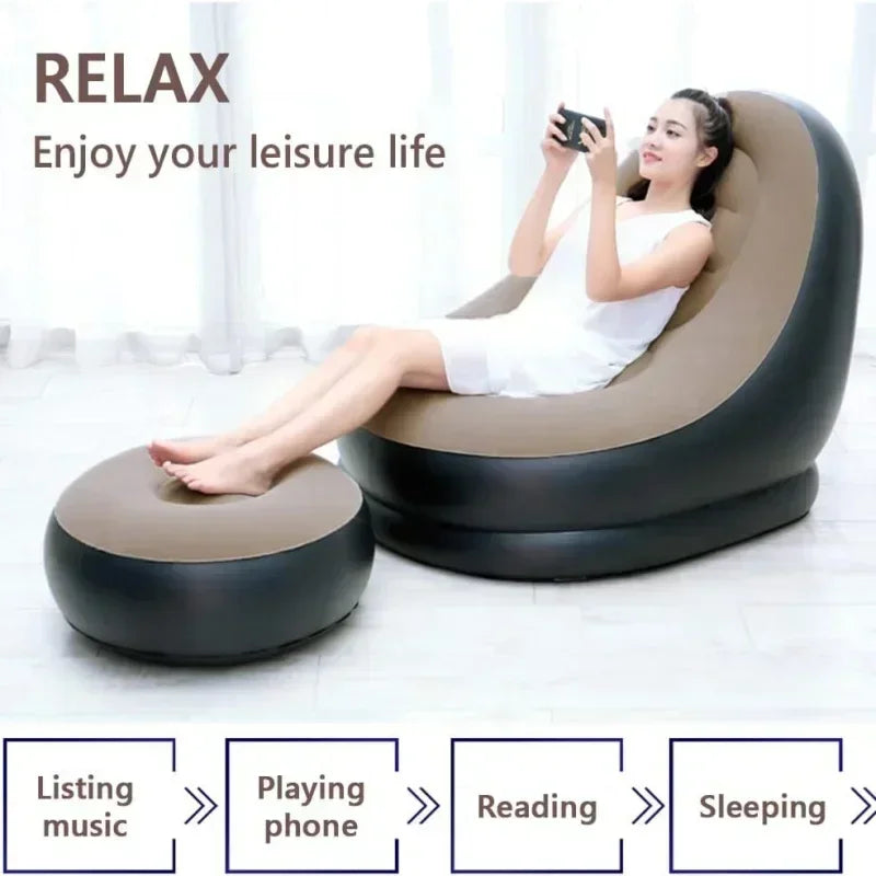 Inflatable Lazy Couch Sofa – Foldable Recliner for Outdoor Comfort and Relaxation!