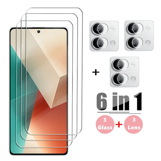 6in1 For Xiaomi Redmi Note 13 5G Tempered Glass Screen + Lens Protector