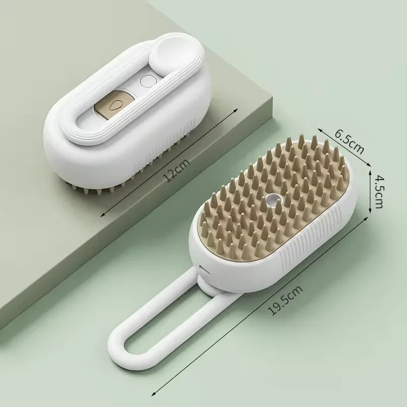 Electric Pet Grooming Brush: 3-in-1 Hair Removal, Steam Spray & Massage