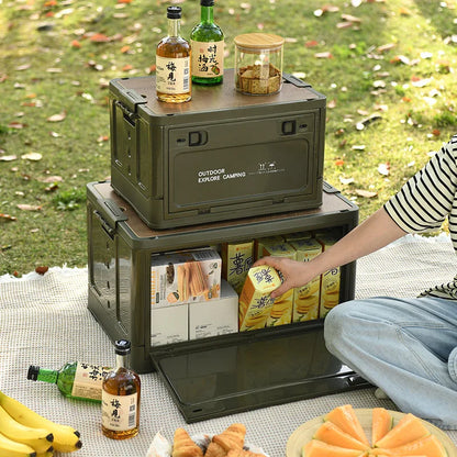 Outdoor Camping Folding Table and Storage Box – Ideal for Travel and Equipment Organization!