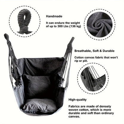 Leisure Fabric Hammock Chair – Outdoor Swing with Storage Bag and Anti-Rollover Design!