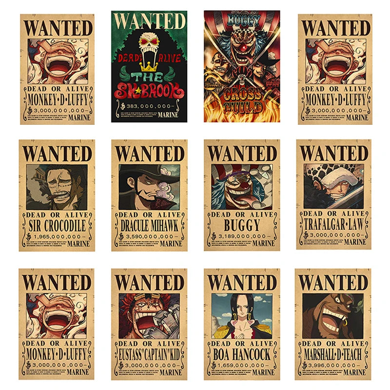 Anime One Piece  Wanted Posters Figures Vintage