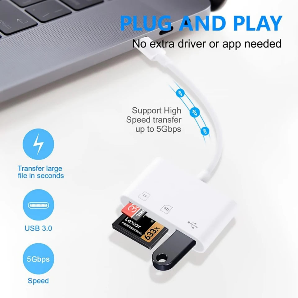 3 In 1 SD/TF USB to Lighting Adapter