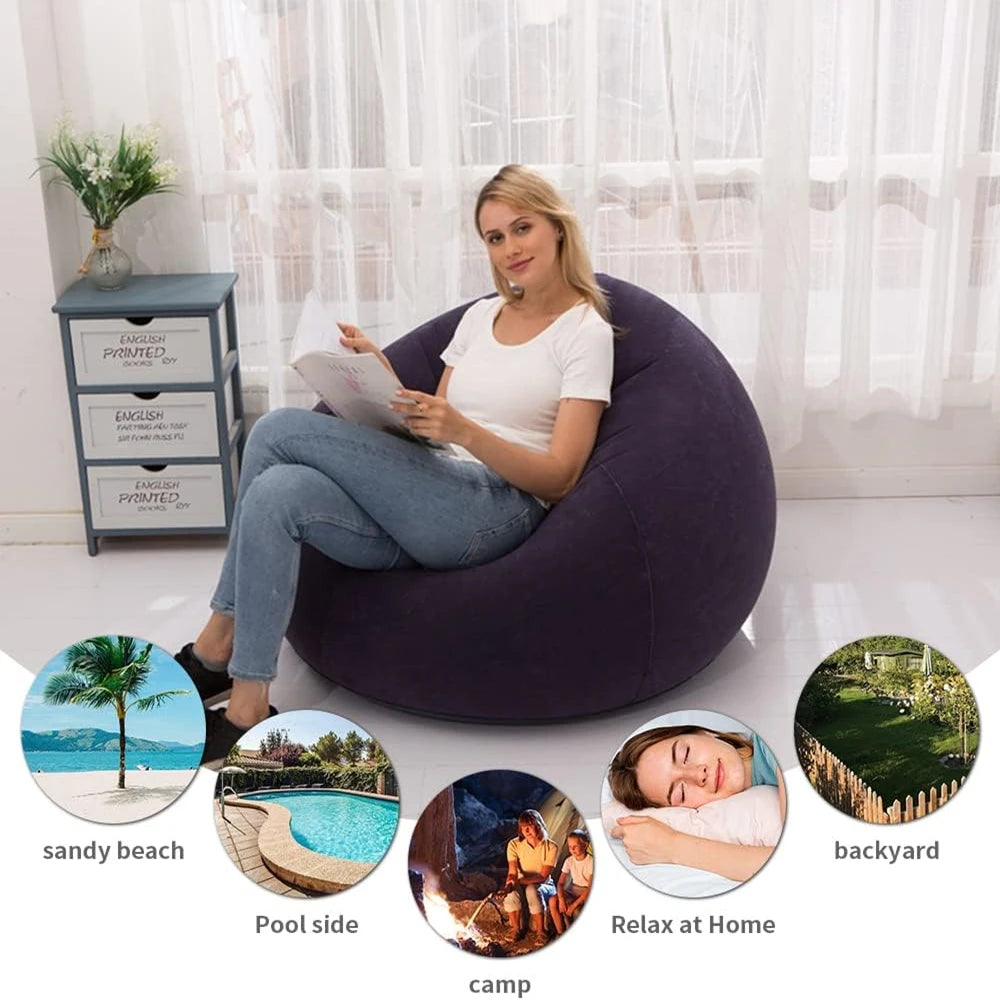 Large Lazy Inflatable Sofa Chair – Comfortable PVC Lounger for Outdoor and Indoor Relaxation!