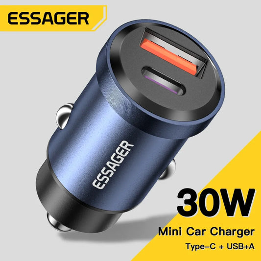 30W/5A QC USB-A / Type-C Car Charger