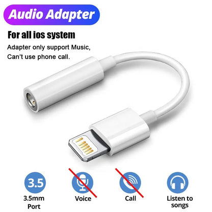 Lightning to 3.5mm Jack AUX Audio Splitter Cable for iPhone