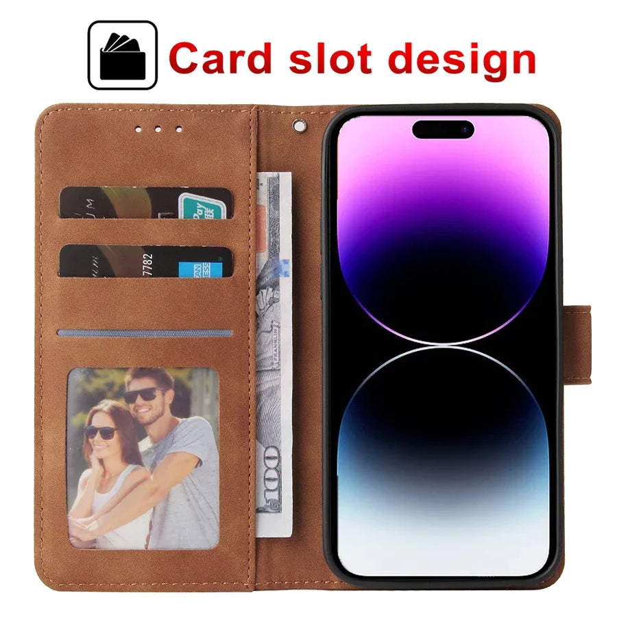 Leather Wallet Flip Phone Case for iPhone 13 14 15