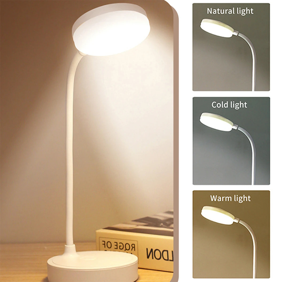 Portable LED Desk Lamp with USB & Battery Power