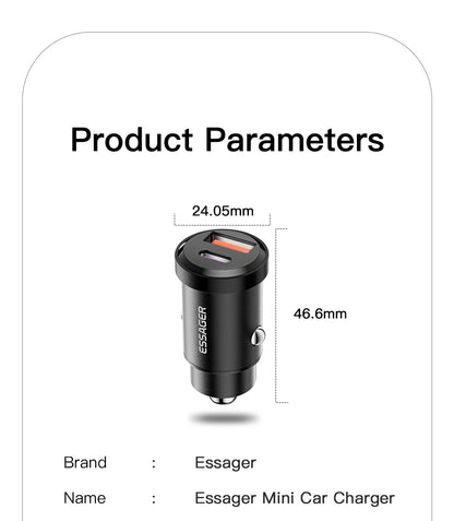 30W/5A QC USB-A / Type-C Car Charger