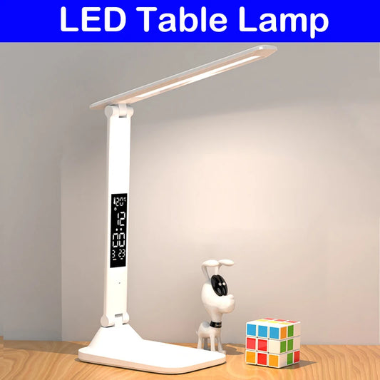 Folding USB Desk Lamp with Alarm Clock and Thermometer