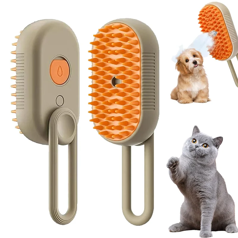 Electric Pet Grooming Brush: 3-in-1 Hair Removal, Steam Spray & Massage