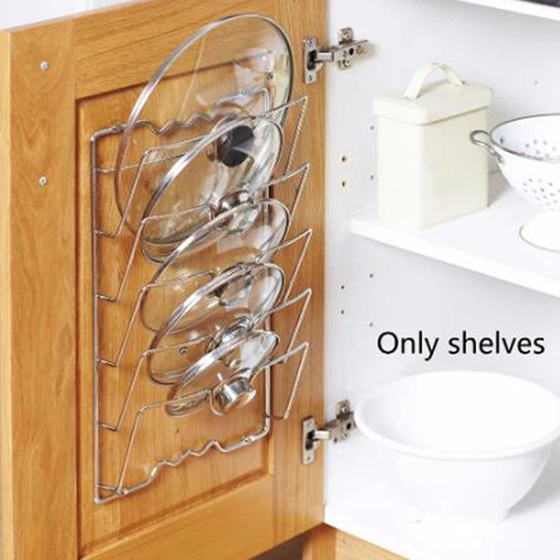 1 Pcs Kitchen Accessories Stainless Steel Pot Lid Shelf