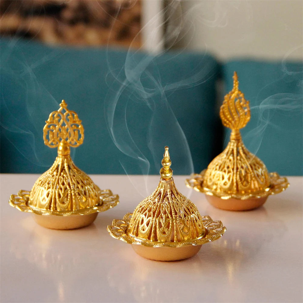 Retro Incense Holder with Crown-Shaped Lid