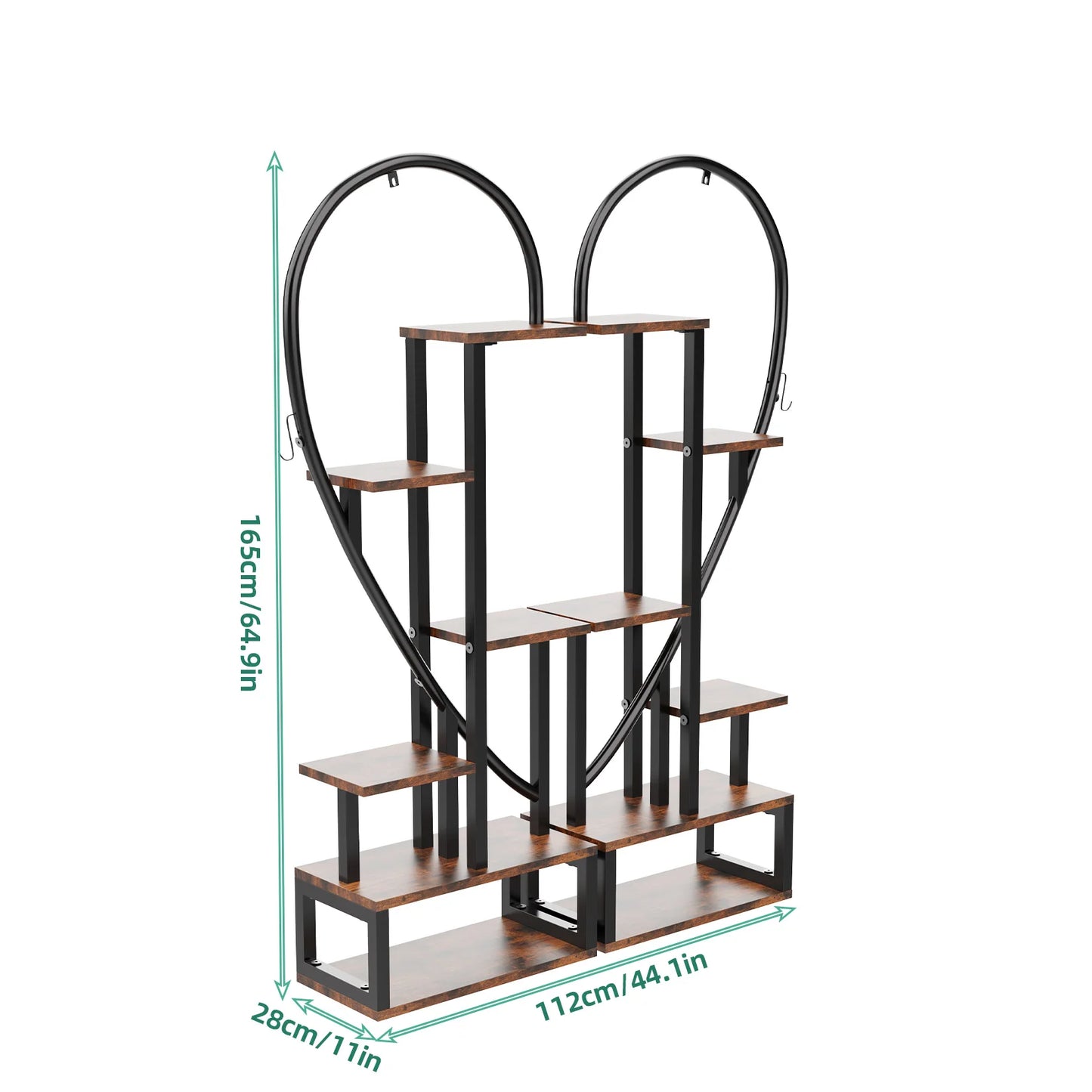 6-Tier Metal Plant Stand – Creative Half Heart Ladder Shelf for Indoor Plants, Black