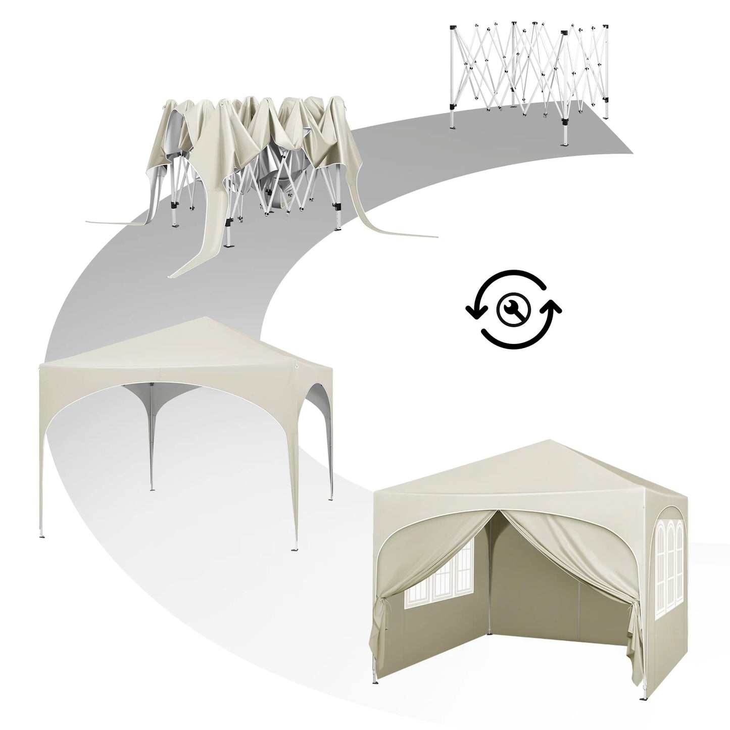 Folding Garden Canopy Tent – 3x3m with 4 Side Walls, UV Protection, and Adjustable Height!