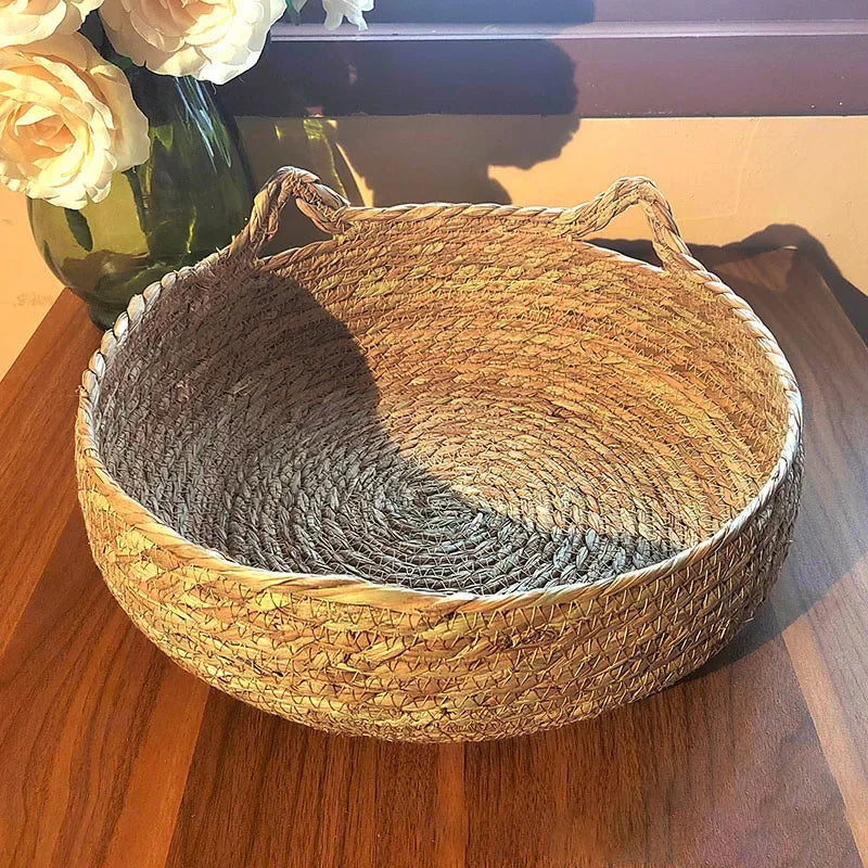 Handmade Rattan Woven Cat Bad