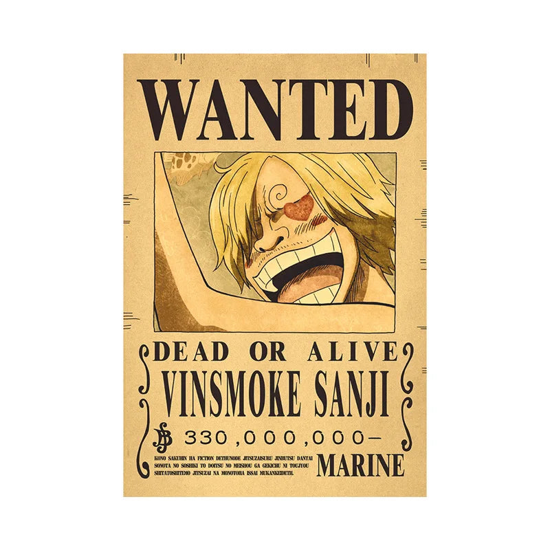 Anime One Piece  Wanted Posters Figures Vintage