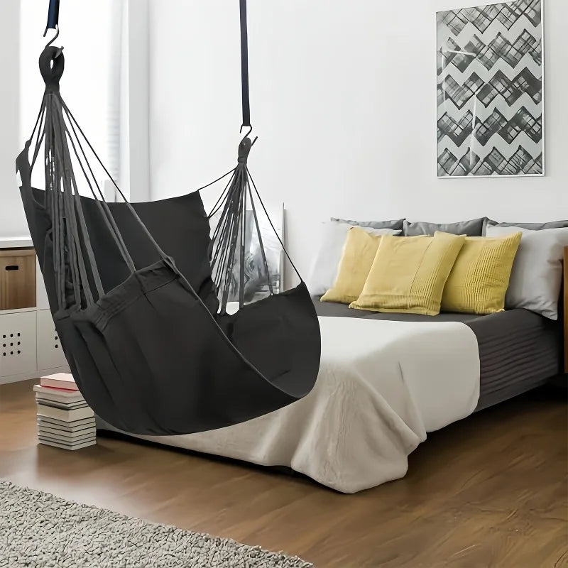 Leisure Fabric Hammock Chair – Outdoor Swing with Storage Bag and Anti-Rollover Design!