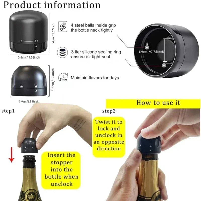 Reusable Silicone Wine Stopper for Champagne and Bottles