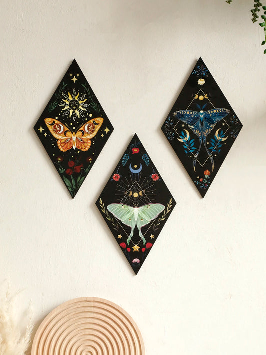 Butterfly Rhomboid Wooden Wall Art