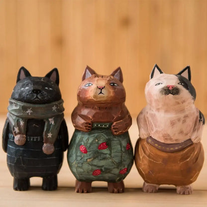 Cute Wood Kitten Ornaments