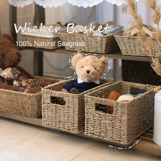 Handcrafted Plastic Wicker Storage Basket